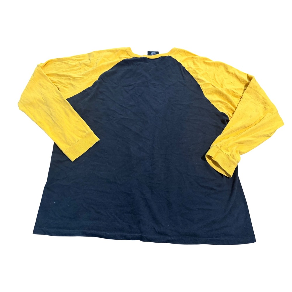 Vintage Polo Jeans Co Ralph Lauren Raglan Shirt Men XL Navy Yellow Crest Graphic - Picture 2 of 8